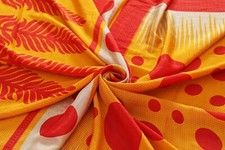 Jaune Rouge à Pois Imprimé Vintage Sari Traditionnel Indien Femme Robe 4.6m