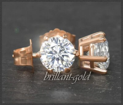Diamant Damen Stecker aus 585 Gold, 2,01ct Brillanten in Si3; 14 Karat Rotgold - Bild 1 von 4