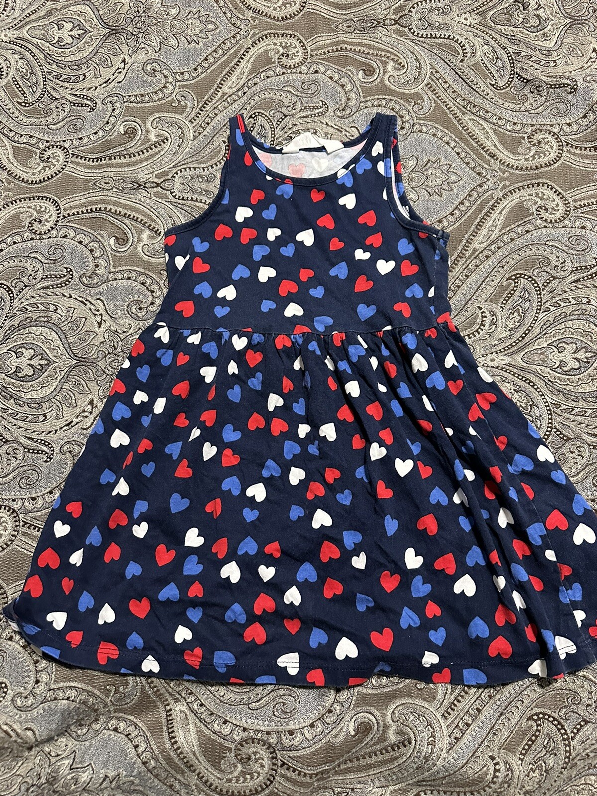 ❤️H&M heart Dress 100% Cotton Size 3-4 Red White And Blue