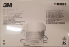 *50-Pieces* 3M Tie-On Surgical Mask EN14683 Type II With Face Shield Blue 1818FS