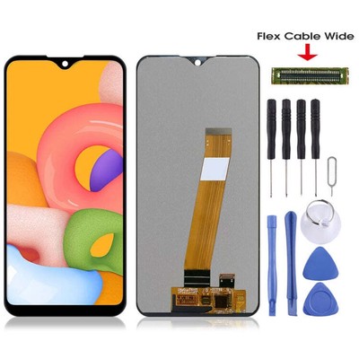 Original PLS TFT LCD Bildschirm (Flexkabel breit) für Samsung Galaxy A01 (schwarz)