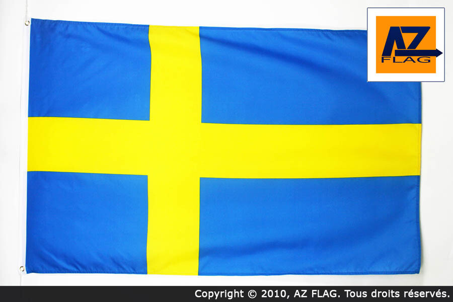 Drapeau Suède 250x150cm grand format en polyester résistant pour mât