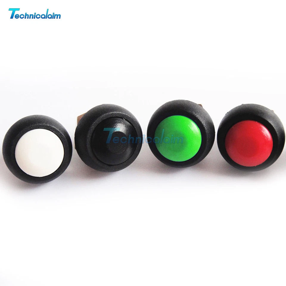 MARKENLOS 5Pcs 12mm Mini Round Switch Waterproof Momentary ON/OFF Push Button 6 Colors