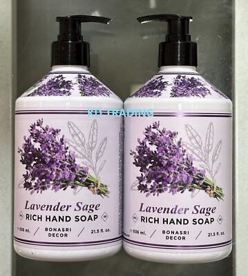 (2-Pk) BONASRI DECOR ~ LAVENDER SAGE Cleansing Rich HAND SOAP Wash ~ MADE IN USA