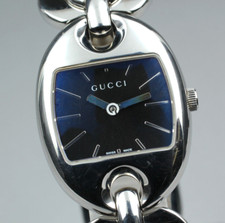 【EXC+5】 Gucci 121.5 Marina Chain Black Dial Quartz Silver Women's Watch JAPAN