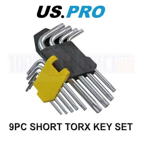 US PRO Tools 9pc Short Torx Star Key Set - Torxs Bits Keys 1615