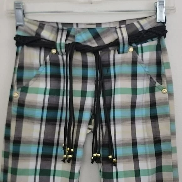 Candie's Blue, Brown, Tan, Green & White Plaid Bermuda Shorts Girls 8 - Image 2 of 4