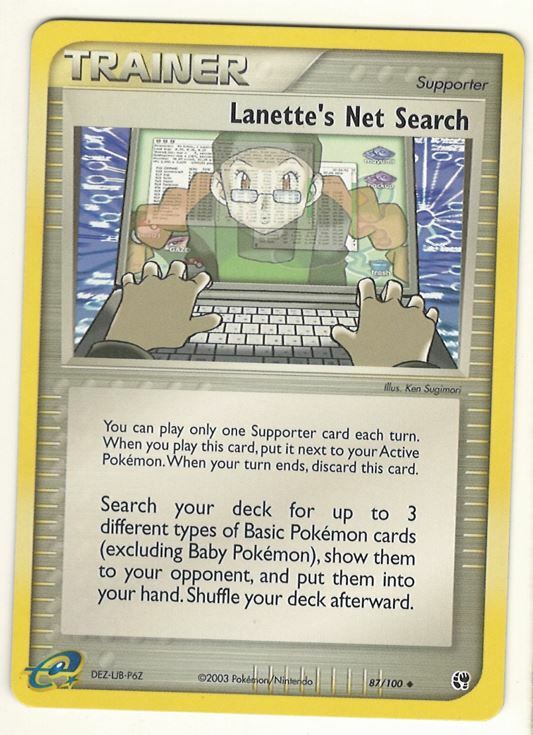 POKEMON LANETTE’S NET SEARCH 87/100 EX SANDSTORM UNCOMMON CARD NEAR MINT / MINT