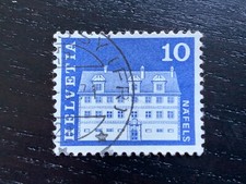 SWITZERLAND HELVETIA 1968 ARCHITECTURE DEFINITIVES 10C BLUE NAFELS - FINE USED