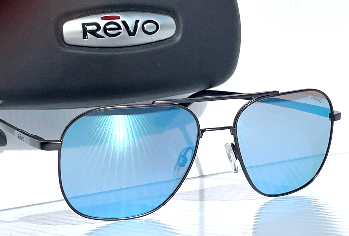 NEW Revo LOGAN Satin Gunmetal POLARIZED Blue Water Lens Sunglass
