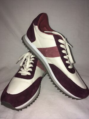Crew Women's trainers in Colorblock Burgundy& White Sneakers