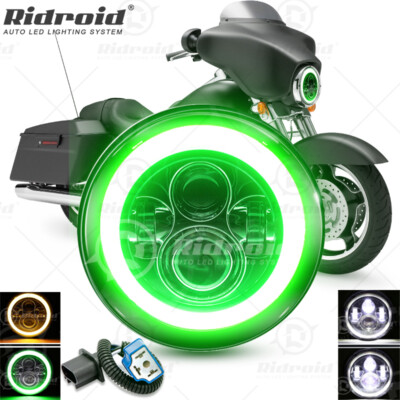 7 Black Multi-Projector LED Headlight - 75W 4000LM, DRL, H4 Plug, IP67, Fits Harley/Jeep