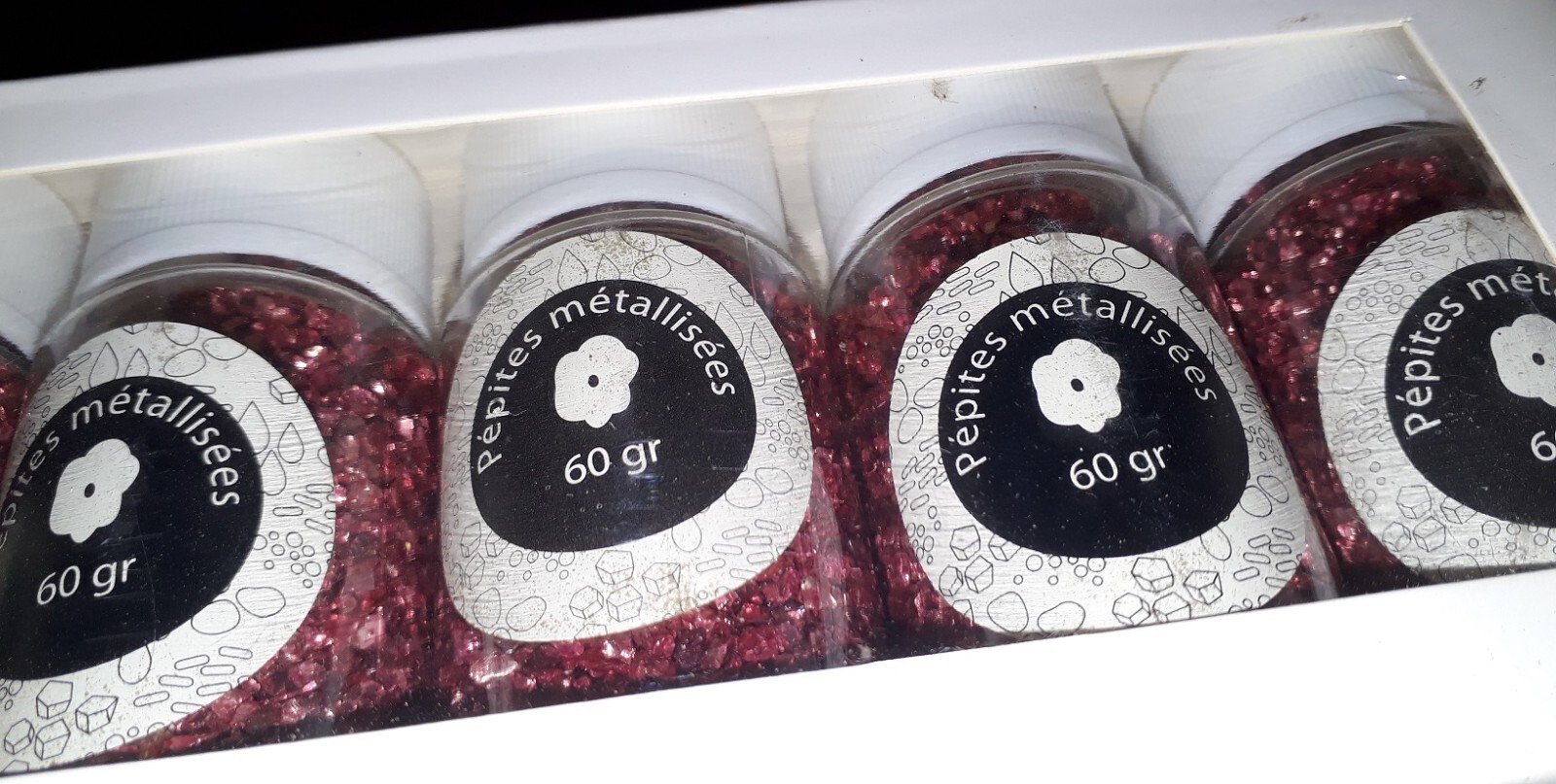 Pépites métallisées 36 pots de 60g pour activités artistiques