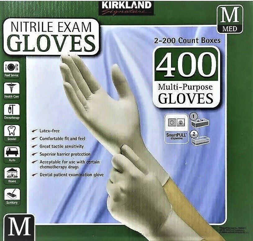 400 Kirkland Signature Disposable Nitrile Exam Gloves Medium Size