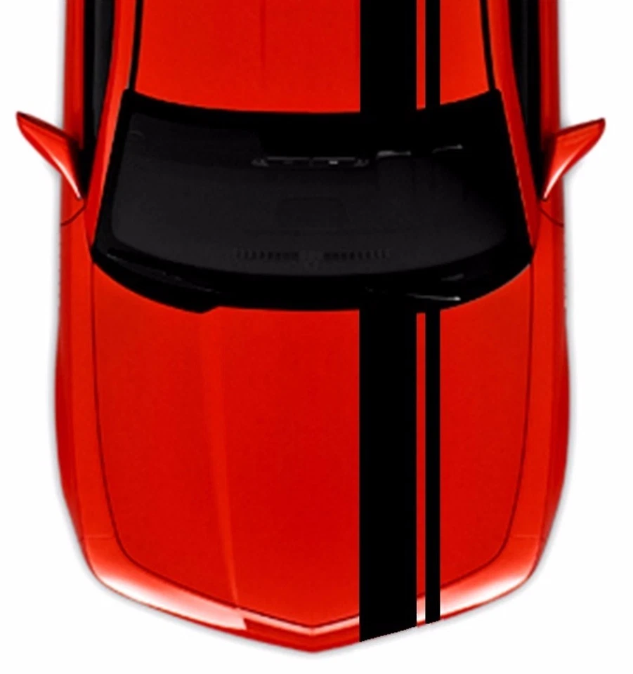 Calcomanía de vinilo negra brillante Chevy CAMARO 2" y 8" coche de rally doble rayas Foto 3 de 4