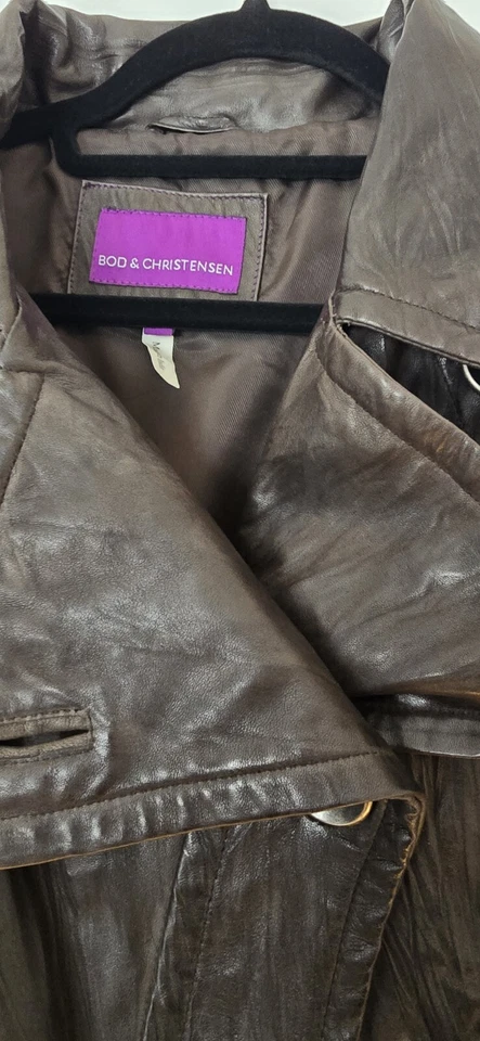 Chaqueta gabardina de cuero para mujer Bod & Christensen talla 12 marrón oscuro BOD &... Foto 3 de 3