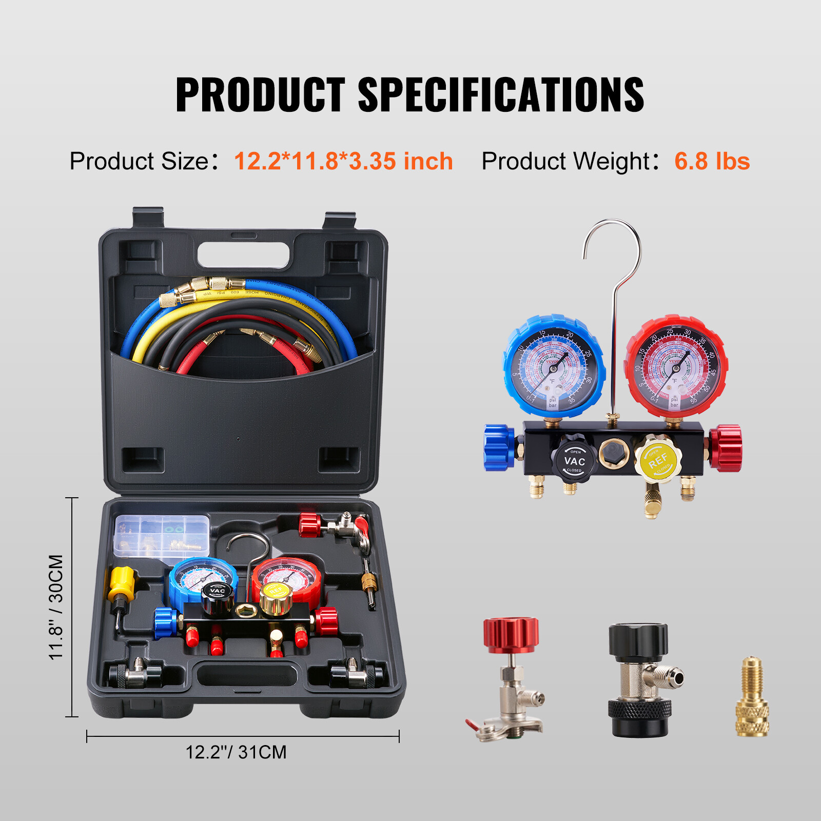 Jeu De Manomètres 4 Voies Pour Climatisation – Compatible R134A, R22, R12, R410A, Neuf