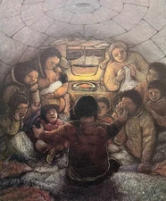 William Kurelek, Canadian, Story Telling: A Winter Pastime