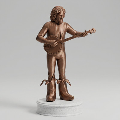 Billy Connolly Statue - Bronzeoptik Figur mit Banjo und berühmten Bananenstiefeln