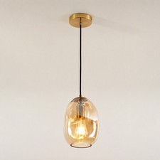 9'' Pendant LED Light Amber Organic Globe Chandelier Kitchen Living Room Fixture