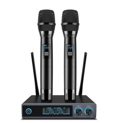 Wireless Microphone System, Metal Professional UHF Dual Channel Handheld Cord...