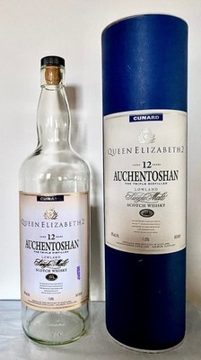 Auchentoshan 12 Year Old whisky Queen Elizabeth 2 (QE2) Bottle 100cl /43% -Empty