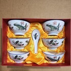 VTG Set chinese bowl and spoon porcelain hand- painted