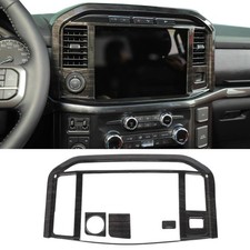 Interior Center Console Gps Navigation Cover Tirm For Ford F150 2021 Black Wood