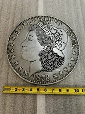 1878 MORGAN SILVER DOLLAR - DECORATIVE PEWTER/TRAY - 11.5 INCHES