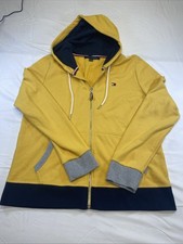 Tommy Hilfiger Yellow Logo Full Zip Gold Hoodie Jacket Womens Large New 