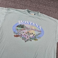 Vintage Montana Nature Graphic T-shirt 90s Made In USA Green Size XL