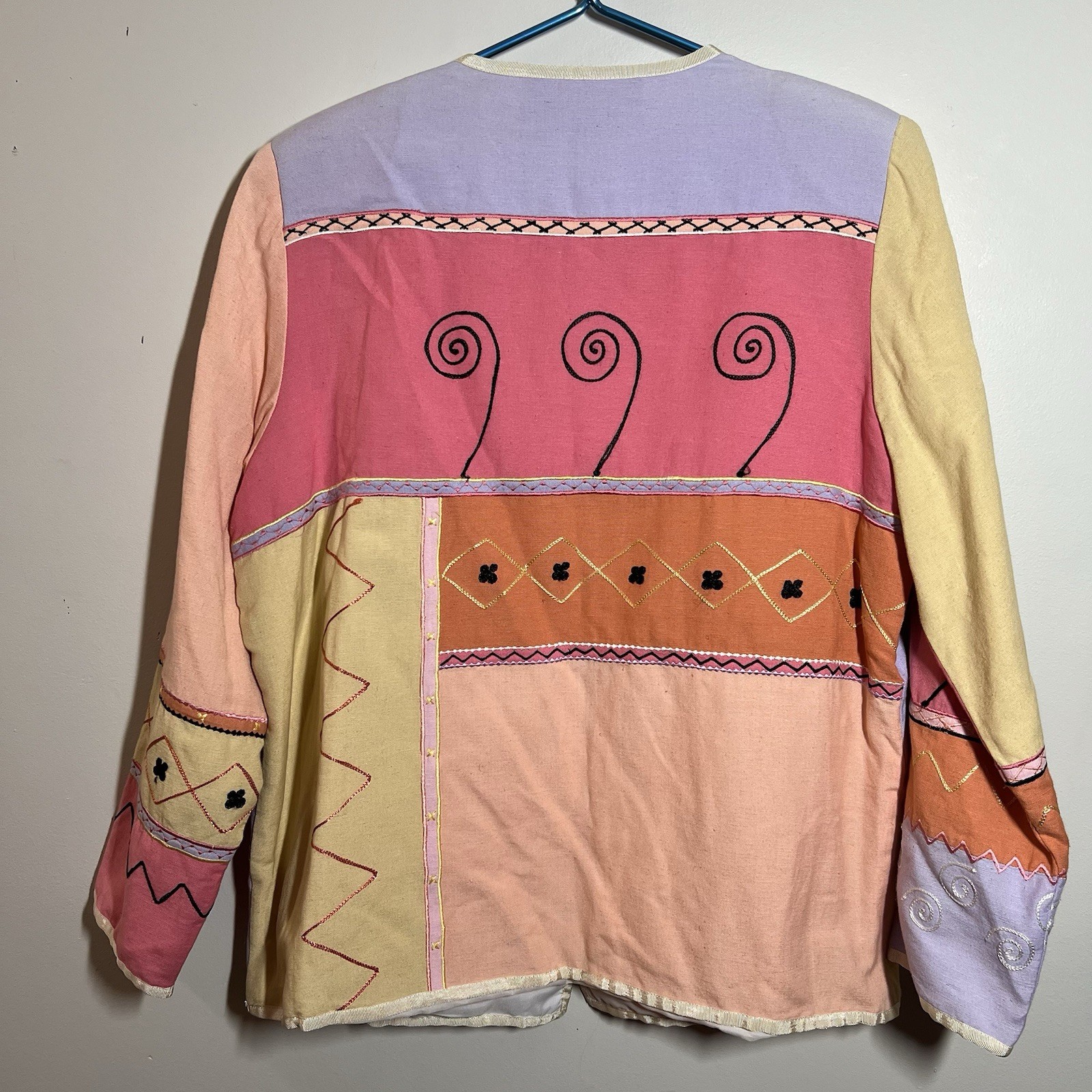 Indigo Moon Patchwork Jacket Size S Button Up Emb… - image 4