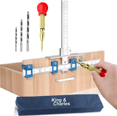 Metal Cabinet Hardware Jig, Auto Center Punch+Point Drill Bits |