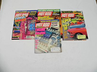 1989 HOT ROD MAGAZINE LOT OF 4 ISSUES IMPORT DOMESTIC EXOTIC CARS PERFORMANCE