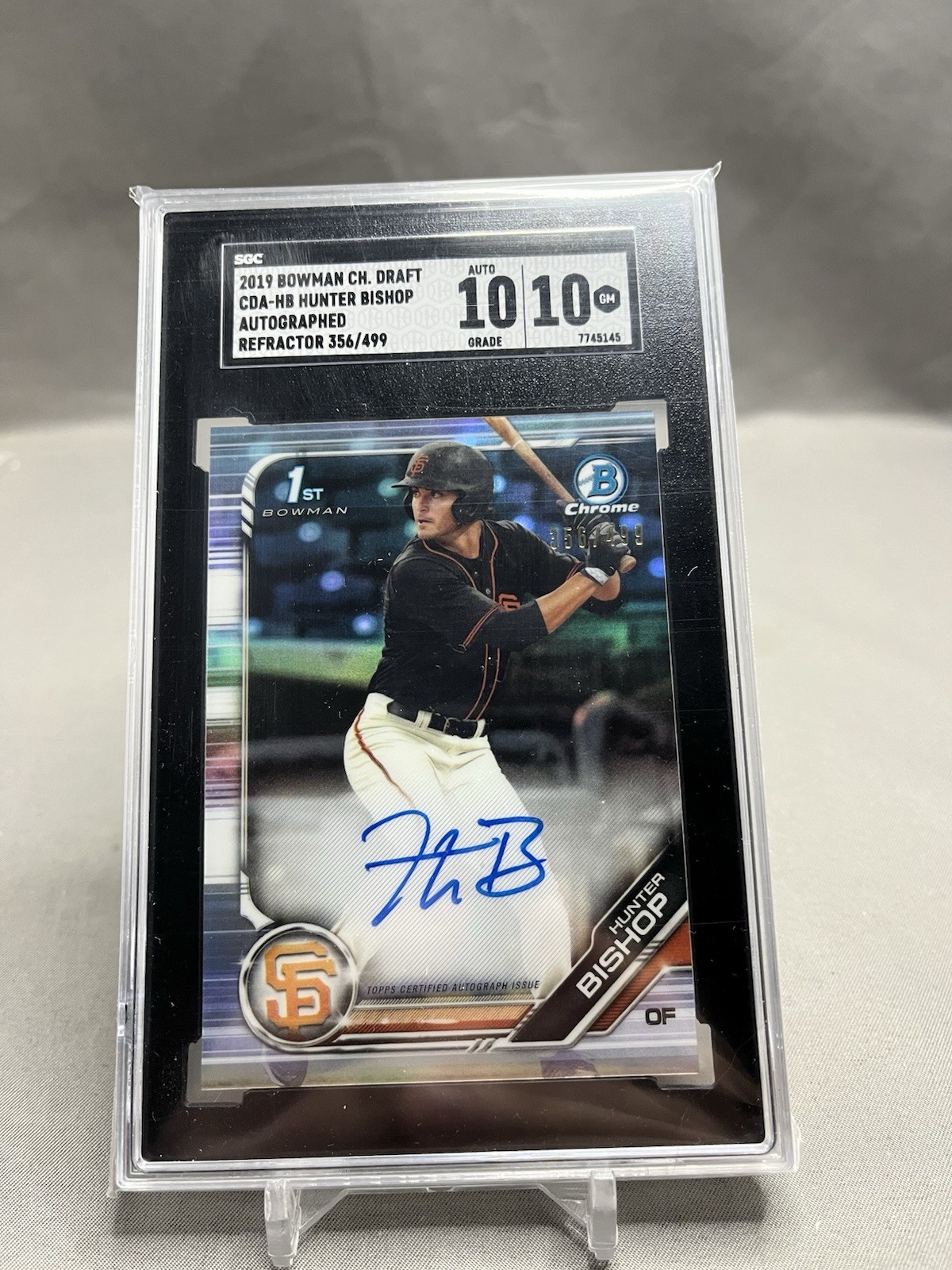 2019 Bowman Draft Chrome Ref Auto Hunter Bishop 1st Bowman (#'d /499) SGC 10/10