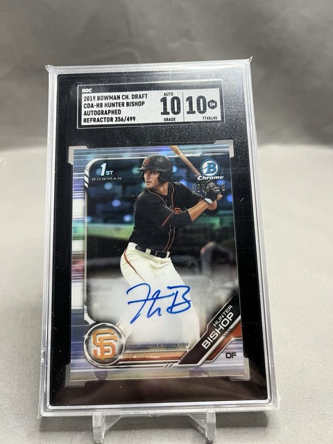 2019 Bowman Draft Chrome Ref Auto Hunter Bishop 1st Bowman (#'d /499) SGC 10/10