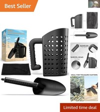 Ergonomic Sand Sifter  Shovel for Beach Treasure Hunting - Classic Black Design