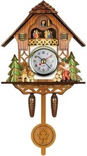 Retro Cuckoo Clock European Antique Wooden Cuckoo Birdhouse Wall Clock with Aut