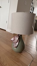 Modern Green Ceramic Gold Table Lamp with Drum Shade