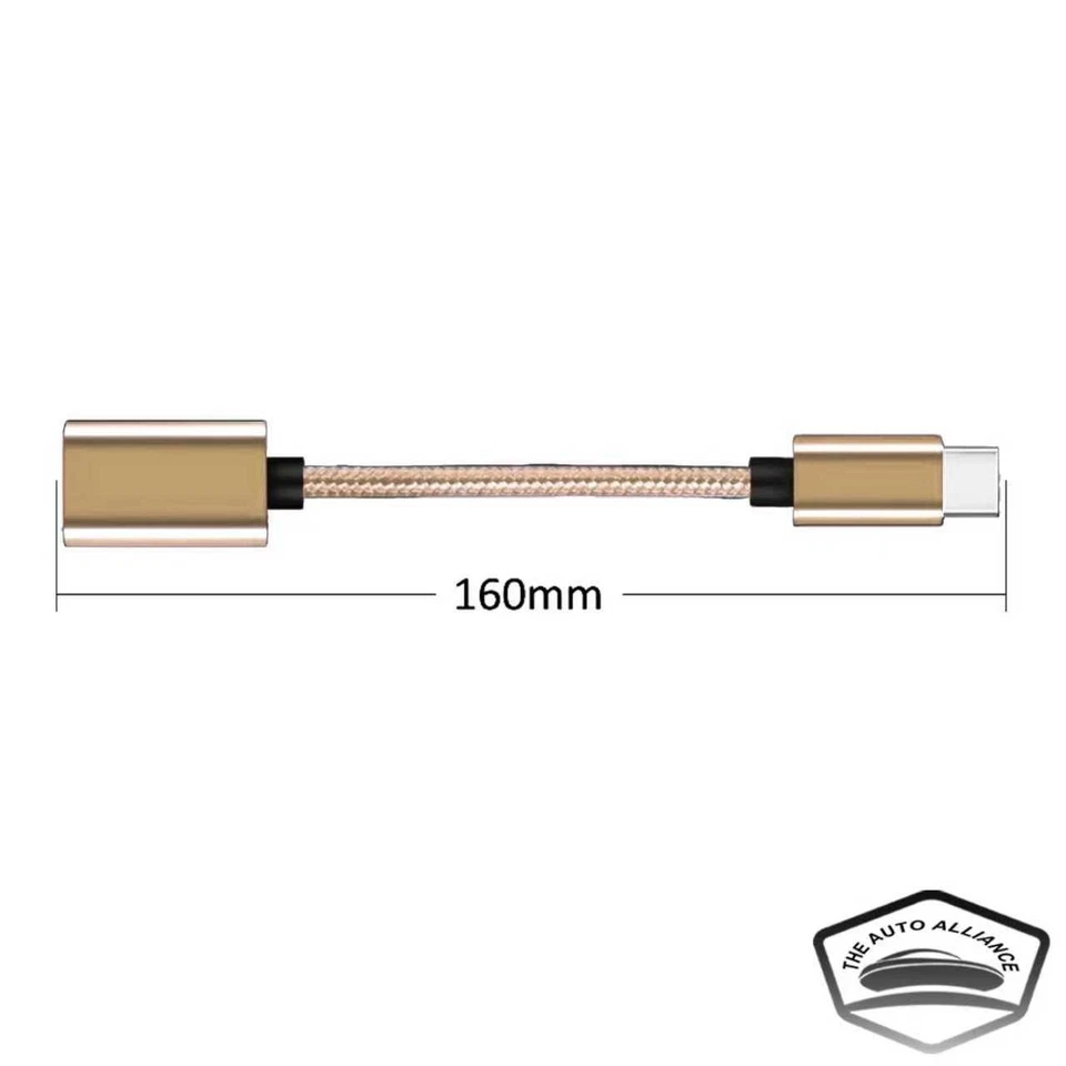 2X USB C Tipo C Macho a USB Tipo A Hembra OTG Adaptador Convertidor Cable Cable Dorado Foto 2 de 3