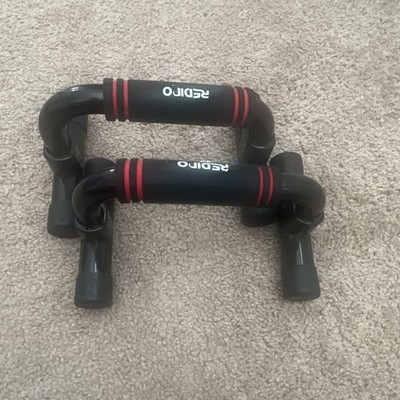 Redipo Push Up Stand Bars Pair Grips Black/Red Plastic Rubber 300lb RPS-03