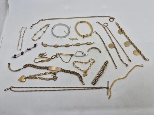 232 Grams Gold Filled Bracelets, Watch Chains, Watch Bands 10/12/14k All Marked