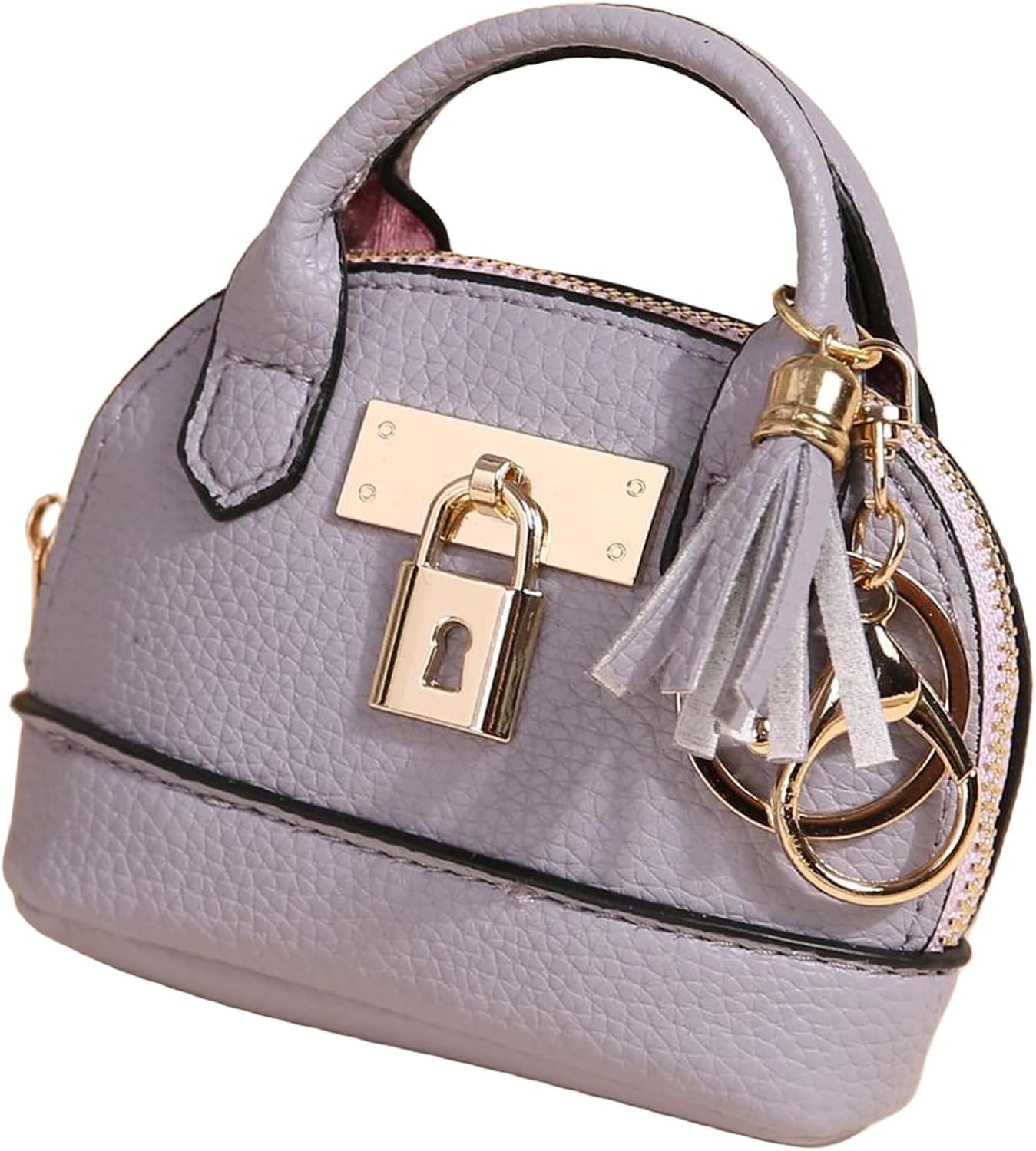 Womens Unique Change Purse Creative Mini Tote Bag Charms Leather Coin Purple
