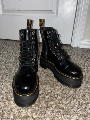 Dr. Martens Jadon Max Black Leather Platform Lace-Up Zip Boots Women's US 6
