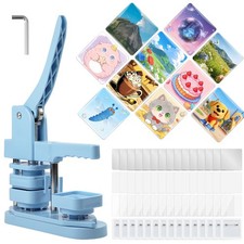 Square Button Maker Machine 50x50mm Pin Badge Press Making Kit 100 Sets Supplies