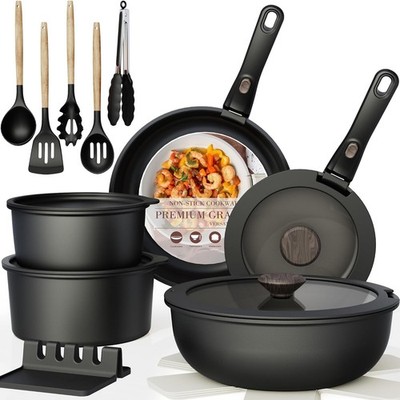 Astercook 21 Pcs Pots and Pans Set Non Stick, Ceramic Cookware Set Detachable Ha