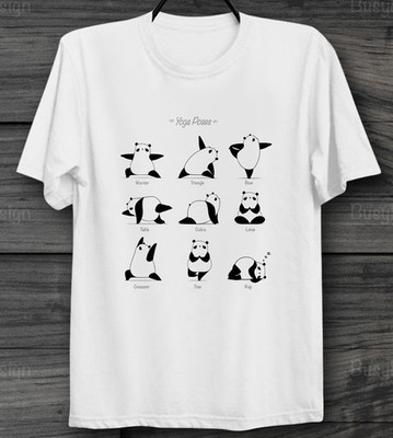 Yoga Panda Grafik T-Shirt süß Tier Bär Stretch Pose Tee Unisex Retro Fitnes