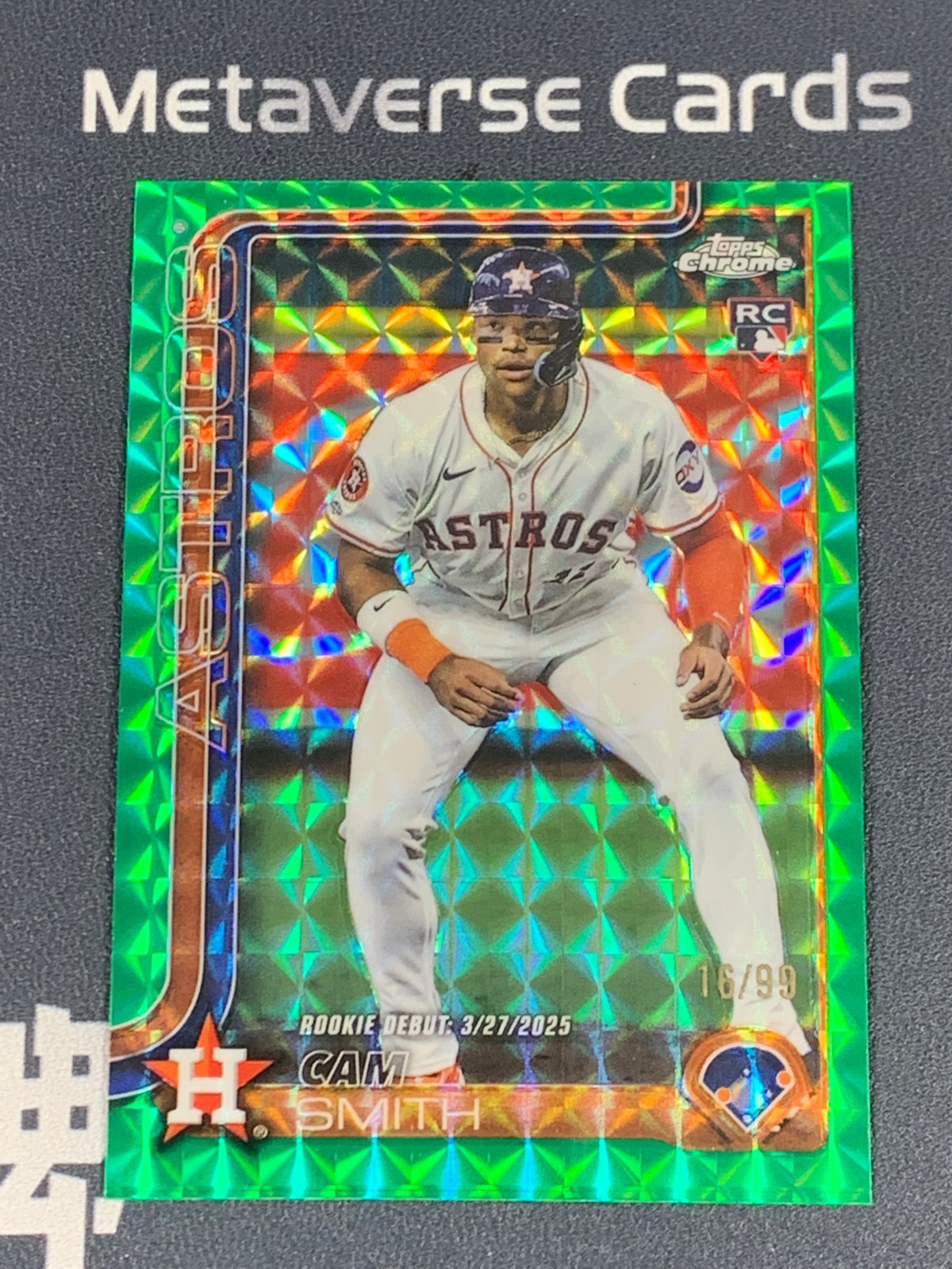 2025 Topps Update Series Chrome Cam Smith RC Rookie Debut Green Geometric /99