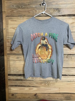 Vintage Bob Marley Catch A Fire Reggae Tee Gray XL 90s Style Rastafarian