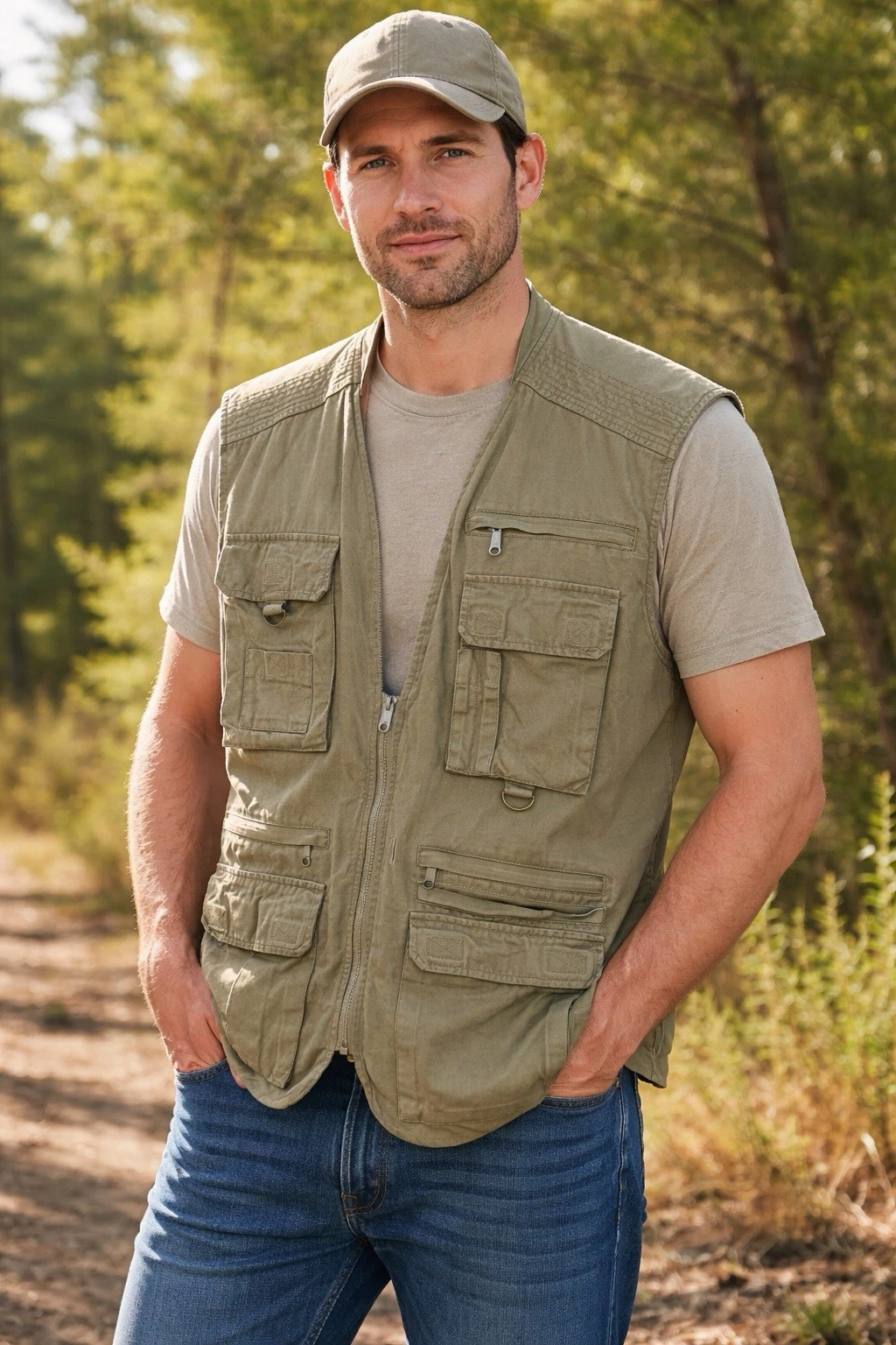 Vintage Orvis Vest Men L Green Canvas Utility Pocket Hunting Fishing Outdoor